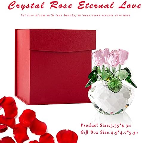 DENIMOMO majke dan Crystal Rose pokloni za mamu Supruga baka Crystal Rose Figurine pokloni, Pink Crystal Rose