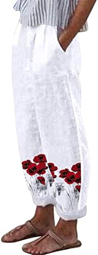 Grge Beuu Žene Ležerne prilike ravne vrećice visokog struka Cvjetne pantalone s džepovima Dugim labavim