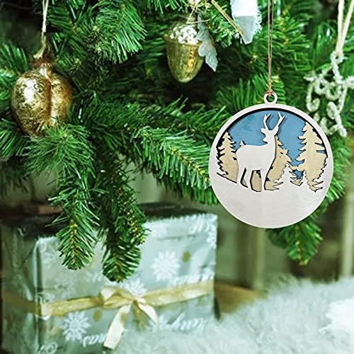 Kućna scena Living Decor Decor Božićna ručka s drvetom Napravljena naljepnica za životinje Rustikalna