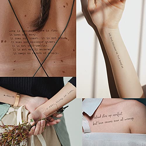 Eveyjoy 18+ dizajnira nadahnuće hrišćanski citati Biblijski stihovi Privremene tetovaže o ljubavi