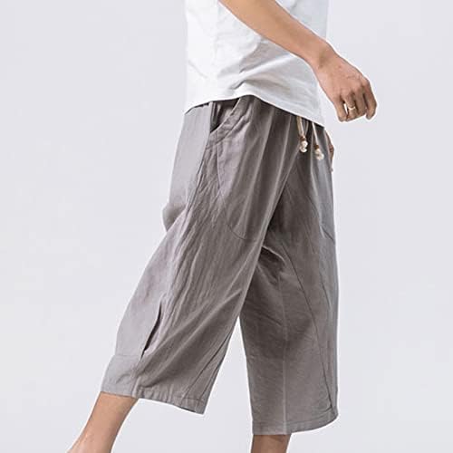 Wenkomg1 muški pamučni posteljina haremske kratke hlače, japanski baggy stil labavi fit trunks nacrtajući fleksibilni