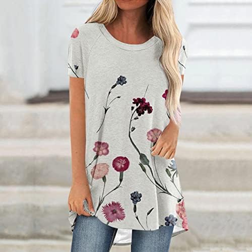 2023 Ljetne tunike za žene casual s kratkim rukavima cvjetni print The Dressy Loose Crewneck Tunika TEes majice Bluze