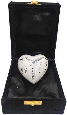Akanksha umjetnosti klasični oblik srca urnu za ljudski pepeo - sa kutijom i štandom - svijetla bijela boja s dizajnom rezanja dijamanta 7 CMS High