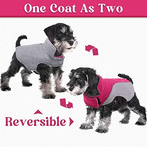 LELEPET Fleece jakna, odjeća za hladno vrijeme, reverzibilni meko topli pas za pse s povodljivom rupom,