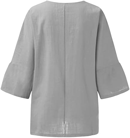 Žene Happy Uskrs majica Casual 3/4 rukava slatka zeko grafička majica pamučna posteljina TEES Top labavi