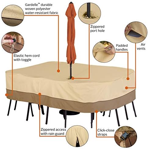 Klasični dodaci veranda Patio stol poklopac sa kišobranom rupa šljunčana/veliki/pravougaoni/ovalni, vanjski stol poklopac