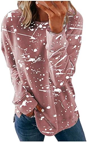 Košulje dugih rukava za žene prevelike dukseve sa Crewneck Fall Fashion 2022 pulover Tops sa strane Split hem bluza