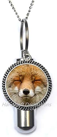 Sretna lisica kremacija urn ogrlica, prijatelji dragena, lisica kremacija urn ogrlica Fox urn Nosivi umjetni