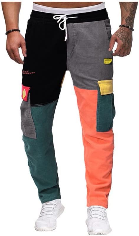 Muški corduroy hlače modni patchwork vanjski sport casual džepni pantni kombinezon Radna pantalona