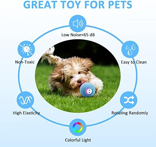 WUJVWUP pametne interaktivne igračke za mačke, Wicked Ball sa 3 načina kretanja, 1/2h automatska kotrljajuća Lopta za brzo punjenje, 1.9 in silikonska Lopta za samostalno kretanje za mačke/mačiće u zatvorenom prostoru i male pse.