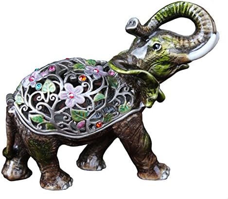ZNewlook Pewter Antiqued cvjetni elefantni nakit nakit retro Tajland Slon pokloni