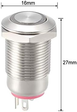 Uxcell metalni prekidač sa dugmetom 12mm montažni prečnik 1no 3-6V bijelo LED svjetlo
