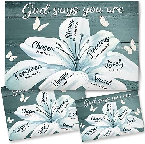 Inspirativni Poster Bog kaže da ste jaki biblijski stih Art tratinčica bijeli cvijet i leptir Posteri slika spavaće