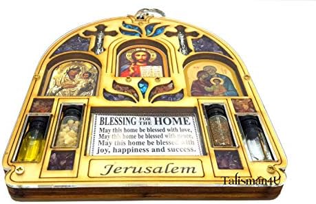Talisman4u Katolički dom blagoslov zidni dekor s poludram kamenjem Sveta voda i tlo Isus Sveta