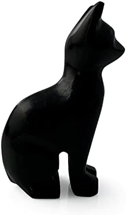 Crna onyx mačka, ručno isklesana kamena figurica, sretno