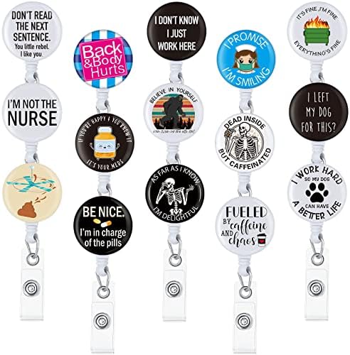 15 Pack Funny Badge Holder uvlačenje Badge kolut medicinska sestra značka kolut Funny Quote
