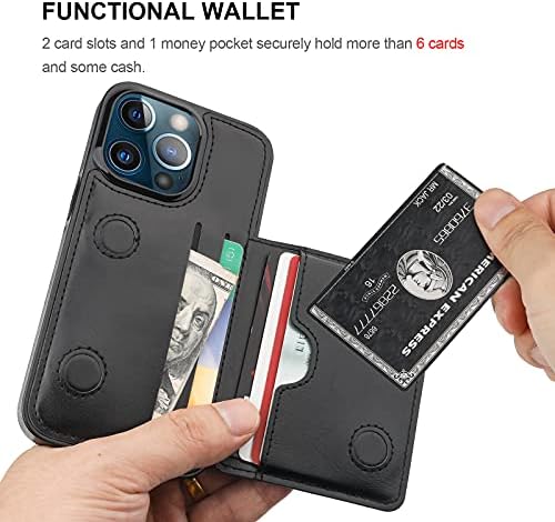 Kihuwey kompatibilan sa držačem kreditne kartice za iPhone 13 Pro novčanik, Premium kožni nosač Izdržljiv zaštitni poklopac otporan na udarce za iPhone 13 Pro 6.1 inch