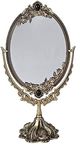 ZCM toaletno ogledalo, Veliko toaletno ogledalo sa postoljem, dvostrano okretno ovalno stolno ogledalo za šminkanje Vintage Stil podesivo slobodno stojeće ogledalo ogledalo za ljepotu