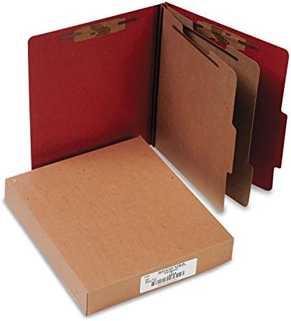 ACCO 15036 Presboard 25-Pt klasifikacijski folderi, slovo, 6-odjeljak, zemlja crvena, 10 / kutija