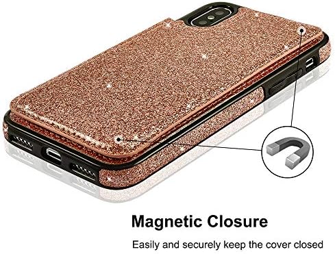 UEEBAI futrola za iPhone Xs Max, Premium Glitter PU kožna futrola Navlaka za novčanik [dva magnetna
