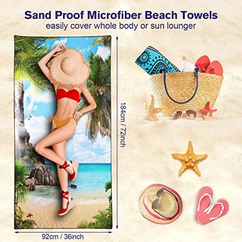 SXCHEN ručnika za plažu od 3 X72 tanka lagana ekstra veliko upijajuće brzo suhog pijeska Plish Cool Hawaiian