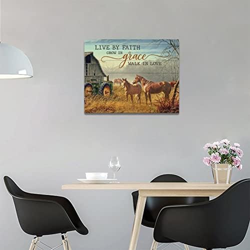 Seoska kuća Barn Horse Wall Art rustikalni ambar konj Traktori slike zidni dekor motivacijski citati