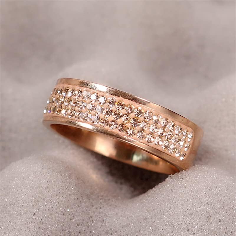 Koleso Rose Gold poznati brend Cirkon prsten 8mm polukrug tri reda Kristal 316L prstenje za žene