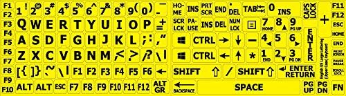 Engleske Američke naljepnice sa tastaturom sa velikim slovima na žutoj pozadini