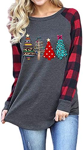 T & Twenties Weuns Merry Božićni bivoli plairani majice Baseball Raglan rukave majice Slatki božićni vrh