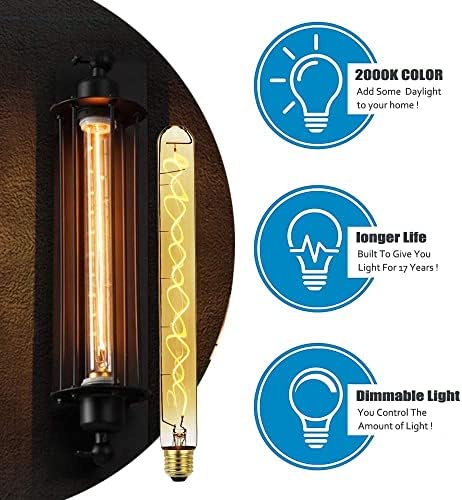 Woparu spiralna Vintage Edison filamentna sijalica，T10 / T32 srednje standardna baza E27，4W 2200k 240Lm LED Edison sijalica sa mogućnošću zatamnjivanja, 40W ekvivalentna topla bijela