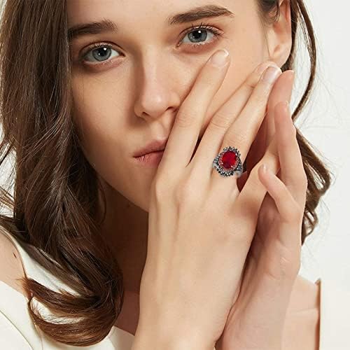 2023 Novi crni tajlandski prsten Vintage Big nakit šipak srebrni prsten rude crveni pretjerani prstenovi za prstenje za žene za žene