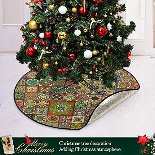 Vintage mandala božićna mat vodootporna stalka za stalak za stalku Mat tepih ispod božićnog drveća Pribor za zaštitu od poda za odmor za odmor 28 inča