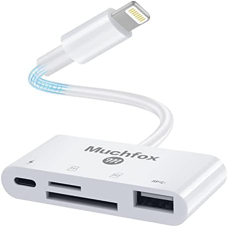 [Apple MFi Certified] čitač SD kartica za iPhone, USB Adapter kamere 4 u 1 USB ženski OTG Adapter kompatibilan SD/TF kartica, čitač memorijskih kartica prijenosni USB 3.0 Adapter, sa priključkom za brzo punjenje