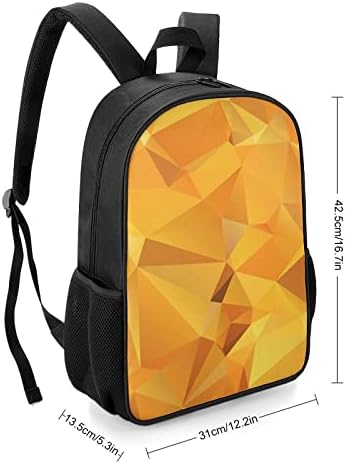 Sažetak zlatni narandžasti poligon uniseks ruksak lagan dnevnik modne rame sa džepovima za boce sa