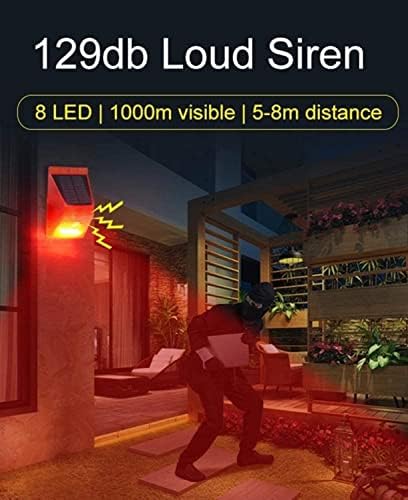 Solarni Alarm sa daljinskim upravljačem detektor pokreta vanjsko alarmno svjetlo 129db zvučno sigurnosno svjetlo sirene IP65 vodootporan zaštićen za vaš dom,Vilu,Baren, farmu,Dvorište