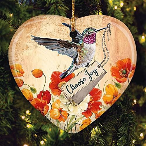 2022 Božićni ukrasi, ukrasi za jelku - Kolibri cvijet srce keramički Ornament-Najbolji pokloni za Božić-NNRZ3010002Z