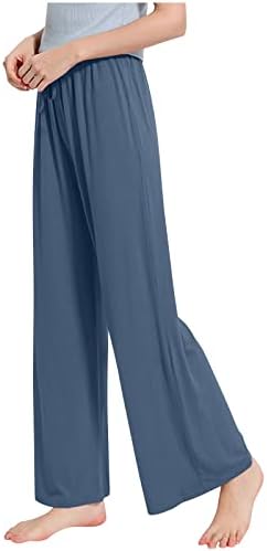 HDZWW Highwaisted duge čvrste hlače dame elastično mekano pletenje ravne noge zalažu dečko elegantne