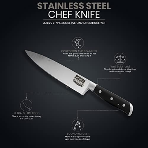 Utopia Kuhinja 8 inčni kuharski nož kuhanje kuhanje ugljičnog nehrđajućeg čelika kuhinjski nož sa omotačem