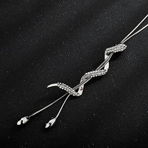 Wiwpar Snake Pearl privjesak duga ogrlica za žene kristalni vještački dijamant džemper dugi lanac izjava ogrlica
