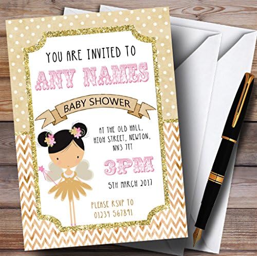 Kartica Zoo Fairy Glitter Gold Pozivnice Za Djevojčice Pozivnice Za Tuširanje Beba