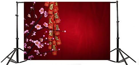 Leowefowa 5X3FT Kineski stil Sretna Nova Godina pozadina Red Blessing Petarda Pozadine za fotografiju