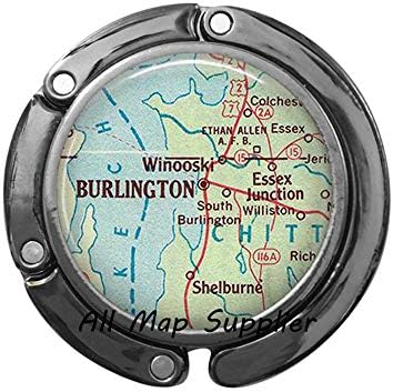Šarmantan torbicu Hook,Burlington karta torbicu Hook,Burlington karta torba kuka,Burlington Vermont karta torbicu Hook, karta nakit, a0300