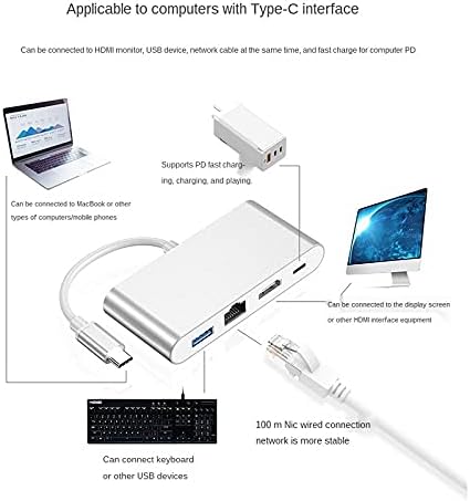 Kxdfdc Type-C to-Compatible Four In Converter mrežna kartica Hub priključna stanica-Compatible / USB Splitter