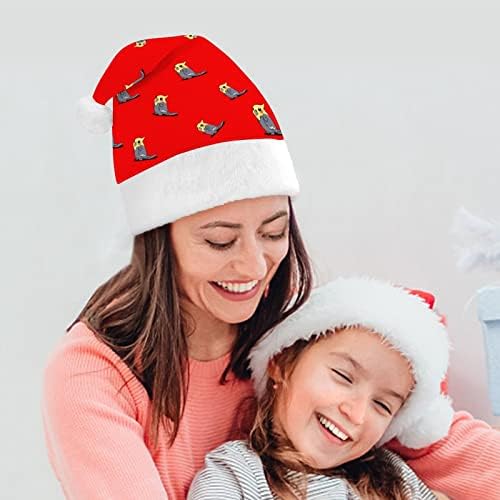 Slatka Cockatiel Funny Božić šešir Santa Claus kape kratki pliš sa bijelim manžetama za Božić Holiday Party