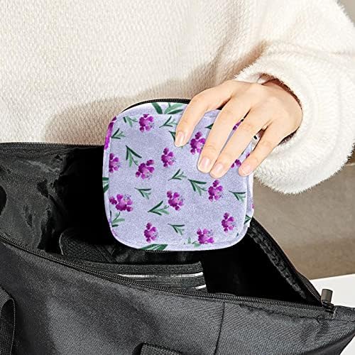 Torba za čuvanje higijenskih uložaka, prenosiva menstrualna torba za žene i djevojčice torbica za menstrualne čašice, ljubičasti cvijet Vintage Artistic Pastorable Floral