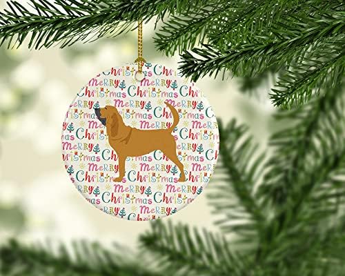 Caroline's Treasures WDK1831CO1 Bloodhound Sretan Božić keramički ukras, višebojni, ukrasi za jelku,