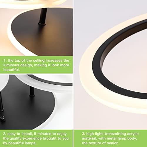 Yeezone LED stropna svjetlost, 6 prstenova crno svjetlo pričvršćeno zatamnjeno zatamnjeno plafonsko