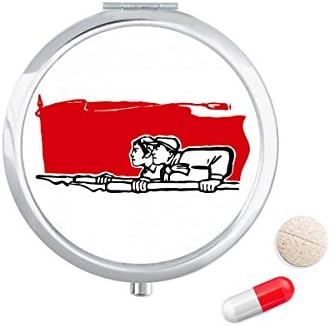 Crvena Zastava Muškarac Žena Olovka Za Ilustraciju Pilula Džepna Kutija Za Odlaganje Lijekova
