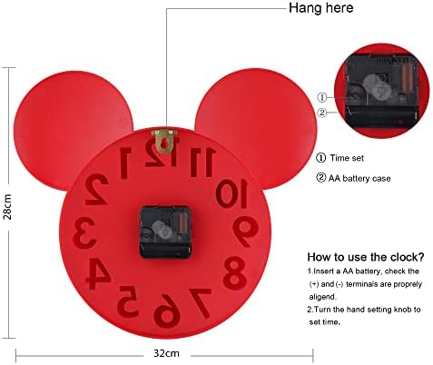 LAFOCUSE 3D brojevi Crveni mik mok zidni sat za dnevni dekor, dekorativni moderni zidni sat
