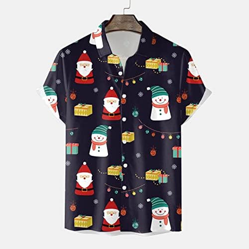 ZDDO muške božićne majice s kratkim rukavima 3D smiješna grafička casual havajska majica Xmas party